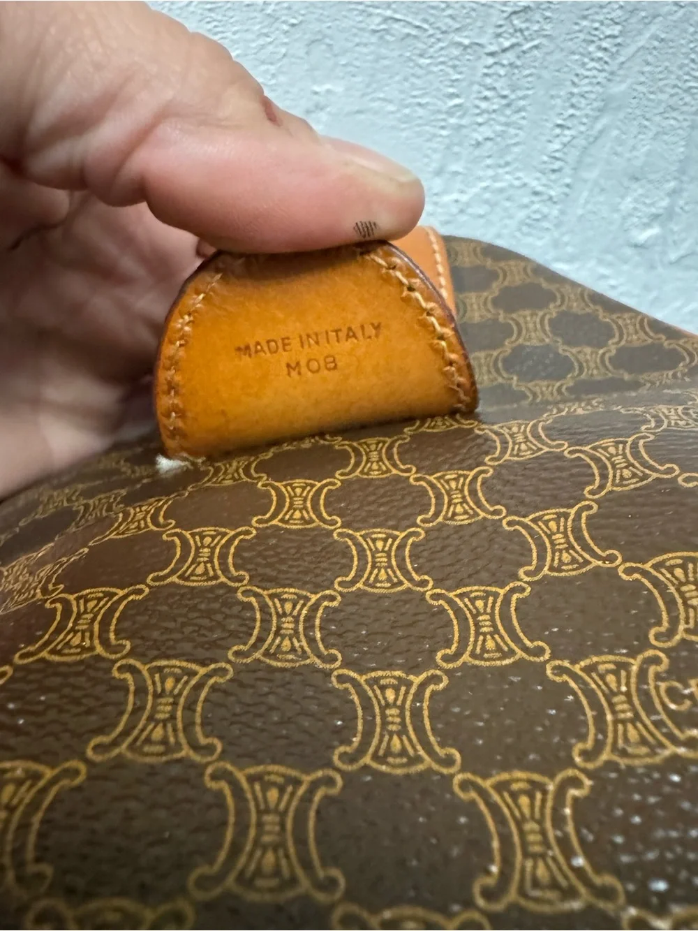 Celine Brown Monogram Canvas Duffel with Tan Leather Trim